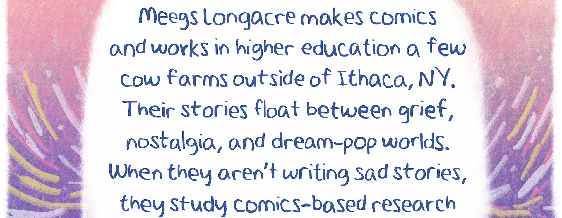 Meegs background image 2 - background galaxy with short bio.